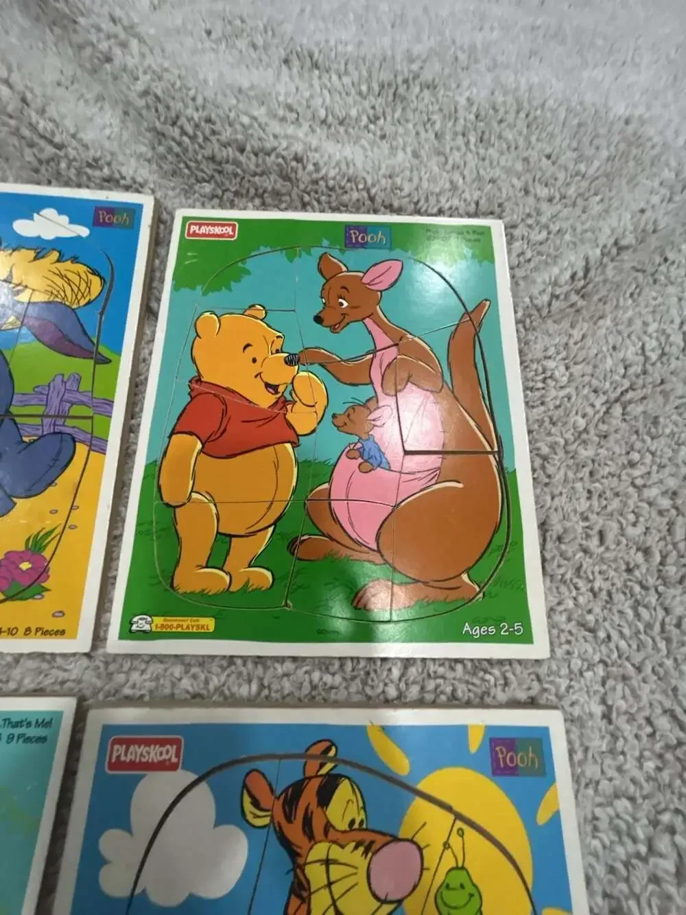 Lot of 4 Vintage Playskool Disney Winnie the Pooh Wooden Frame Tray Puzzles